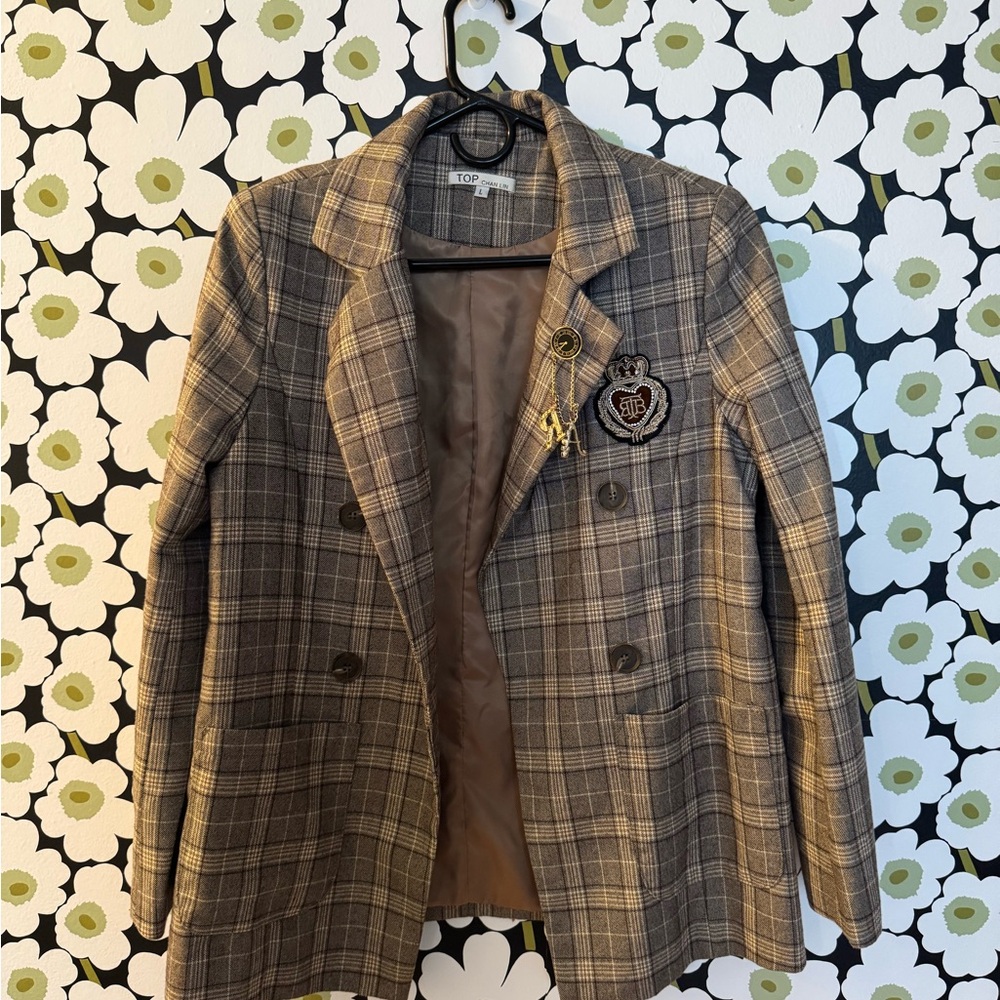 Women's Plaid Brown Jacket